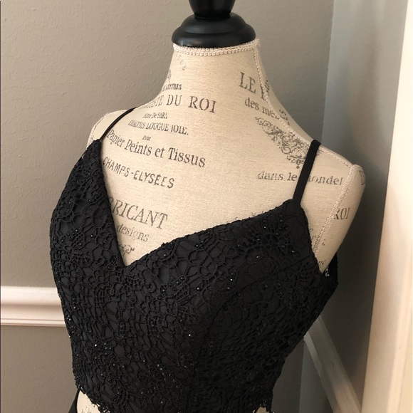 NEW ALYCE PARIS SZ 12 BLACK TWO PIECE LACE BEADED FORMAL EVENING GOWN - Picture 5 of 16